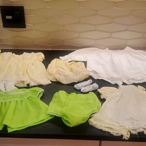 Vintage 1970s? Infant clothing, socks and blue booties